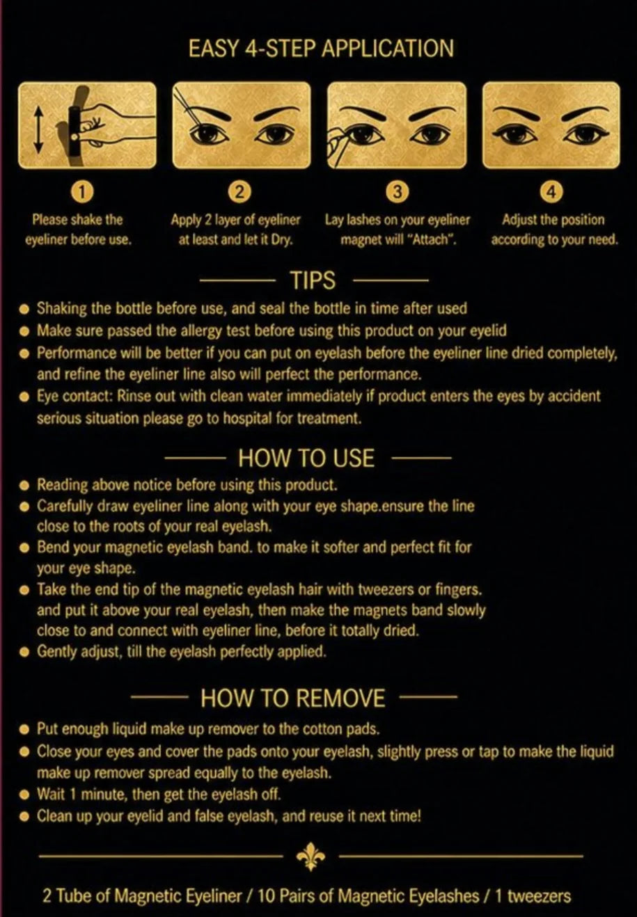 Complete René magnetic lash application, care, and removal instructions